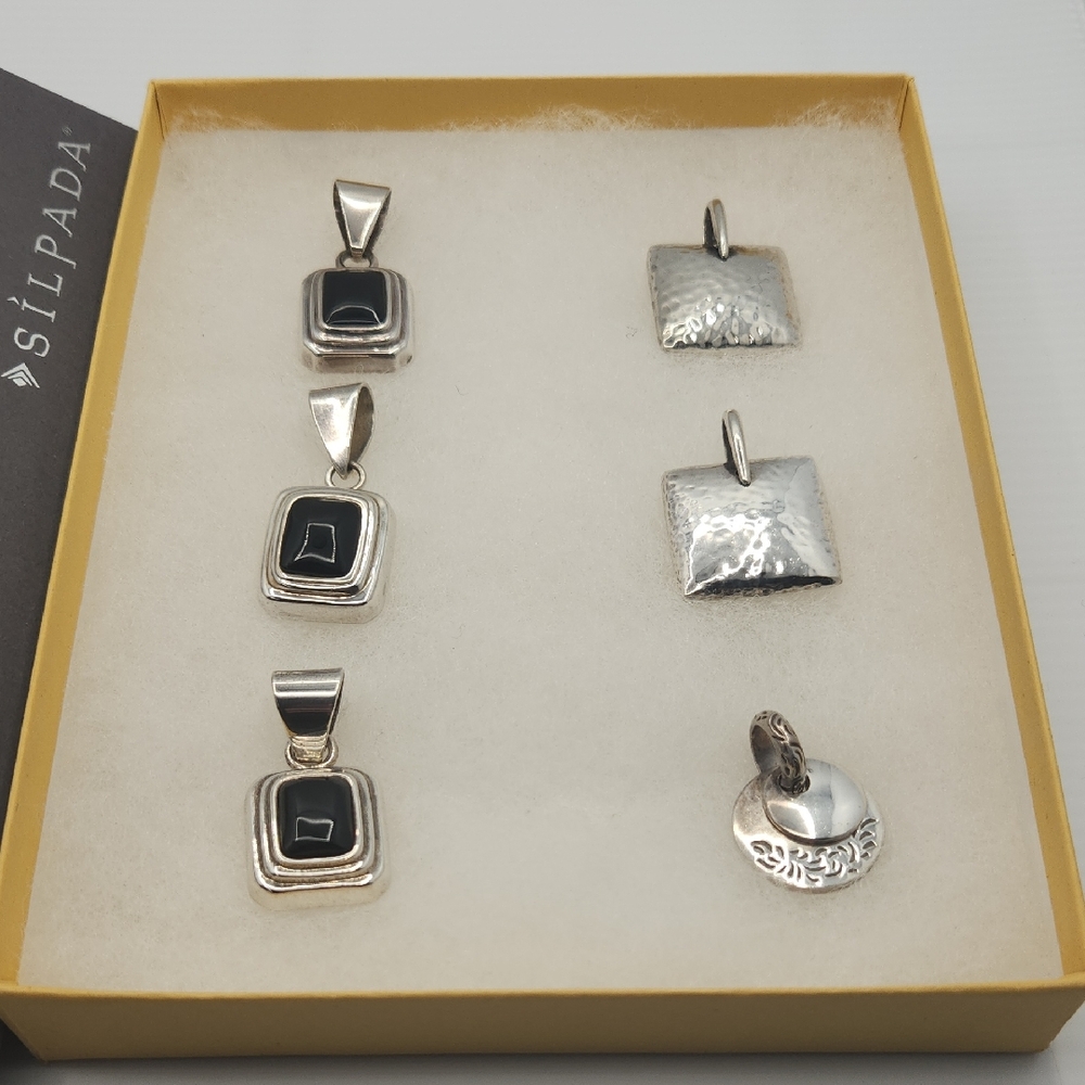 Silpada Sterling Silver Pillow Onyx Pendant Necklace Collection